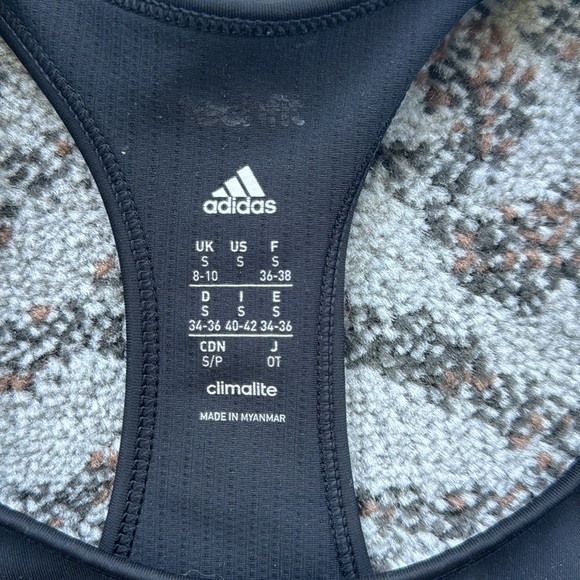 Adidas Climalite Sports Bra Black Heathered Gray Small - Picture 3 of 6